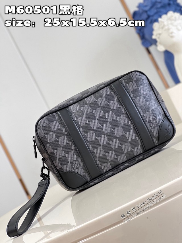 LV專櫃2023新款Pochette Kasai手包 M60501黑格 路易威登黑格男士手拿包 dn1286